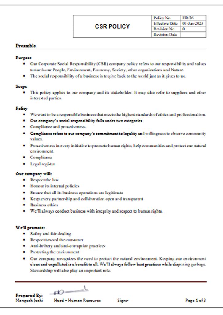 CSR Policy